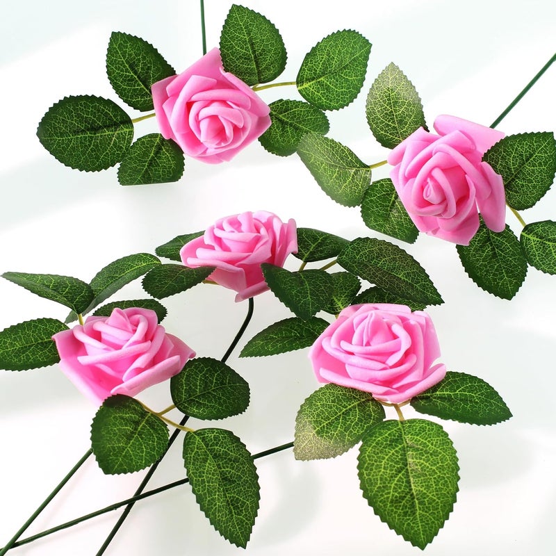 Vignor 100 Pcs Floral Wire Artificial Flower Stem Metal Bendable Plastic Fake Rose Stick Flores Eterna Twisting Rod Arrangement Supplies Wrapping DIY Craft (10 inch / 25 cm, Dark Green) - Image 5